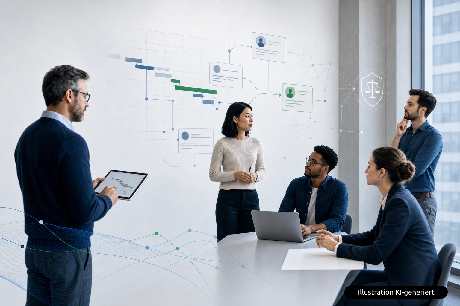 Ein Team aus mehreren Personen plant ein IT-Projekt.
